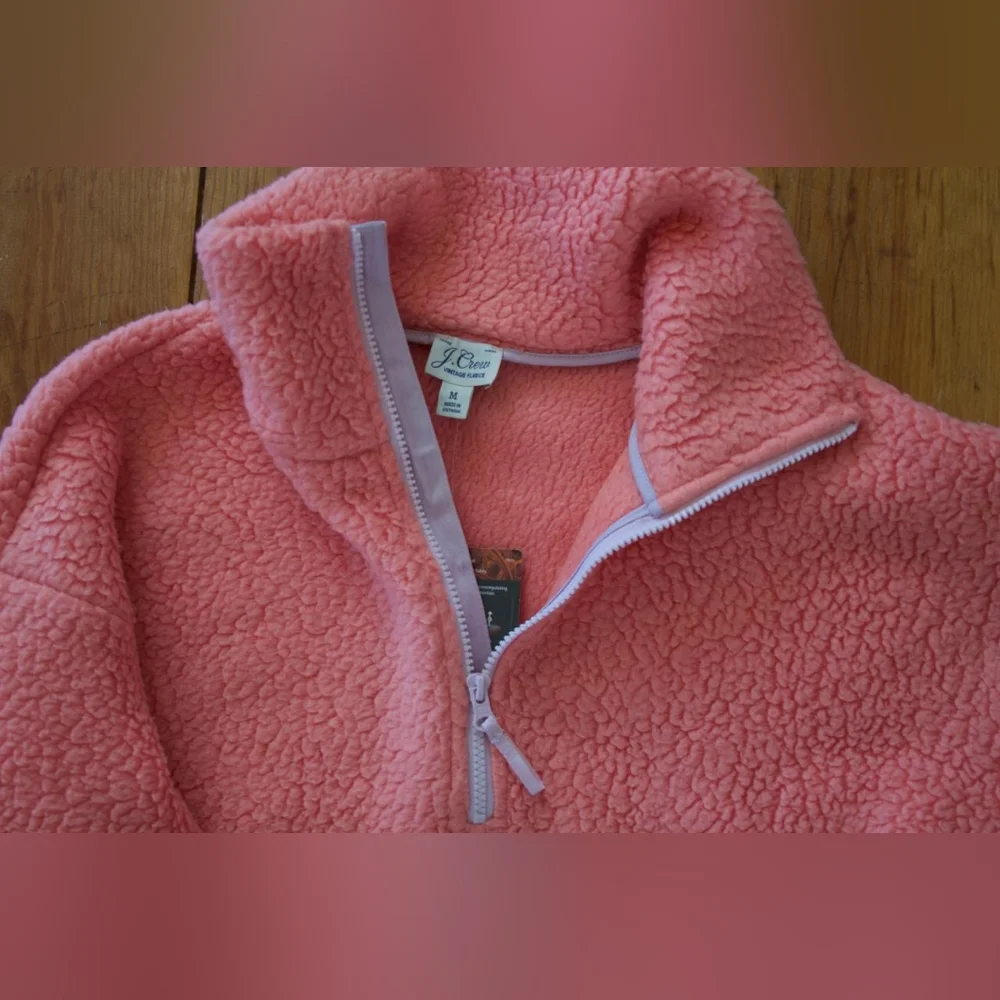 J Crew Vintage Fleece Jacket Pink/Peach Medium NWT - Picture 4 of 9